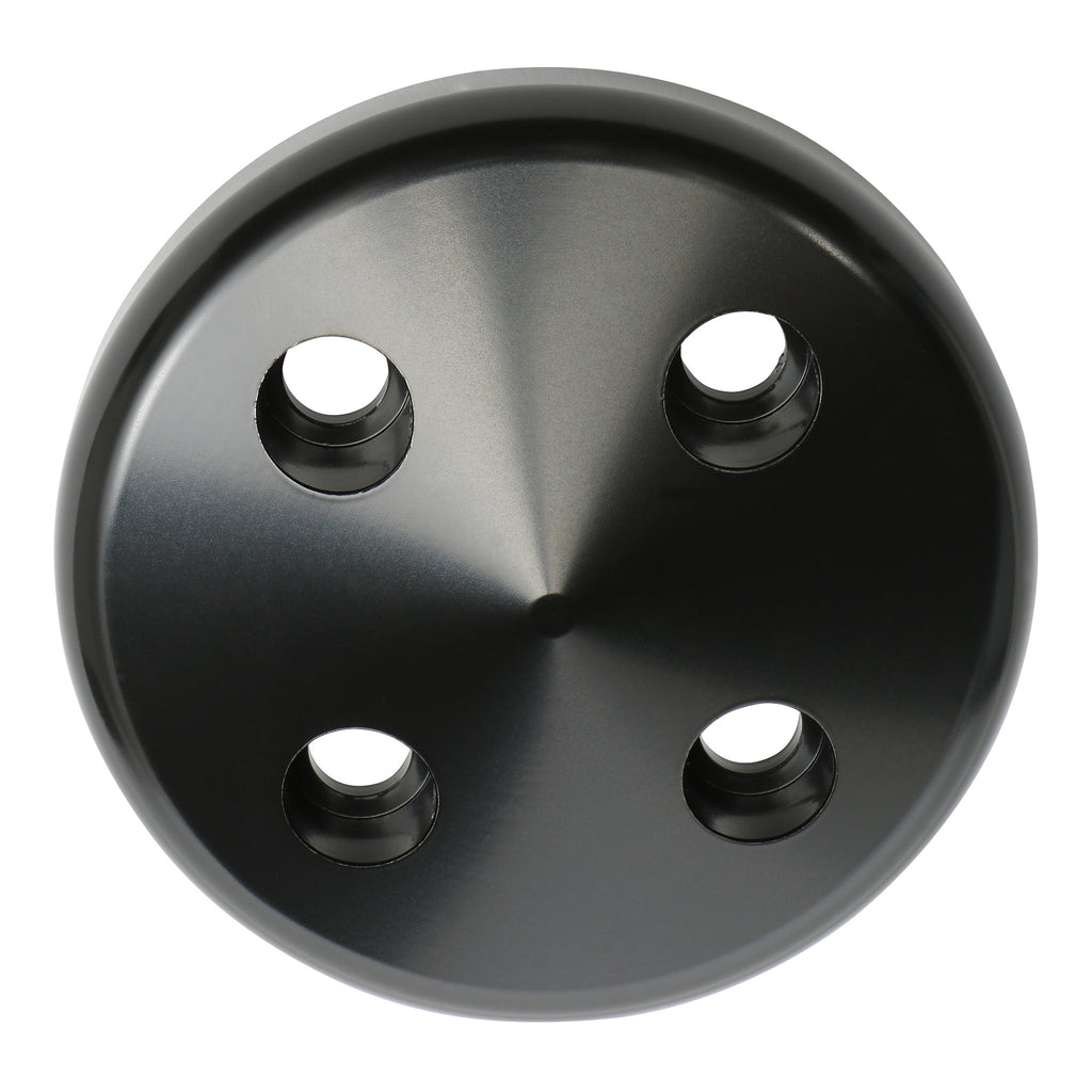 Aluminum-55-68-Sb-Chevy-Water-Pump-Nose-Pulley;-Short-Water-Pump--Black-Finish