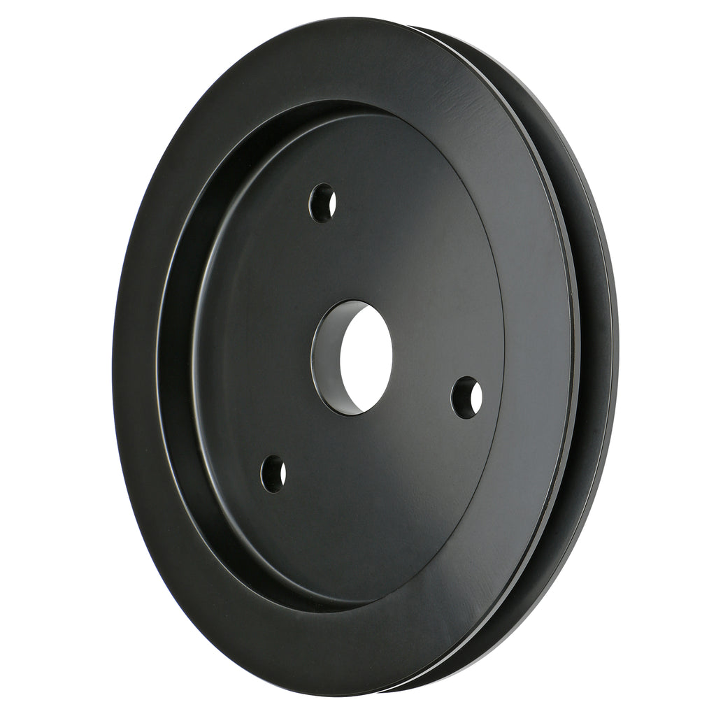 Aluminum-Bb-Chevy-Crankshaft-Pulley;-1-Groove;-Short-Water-Pump--Black-Finish