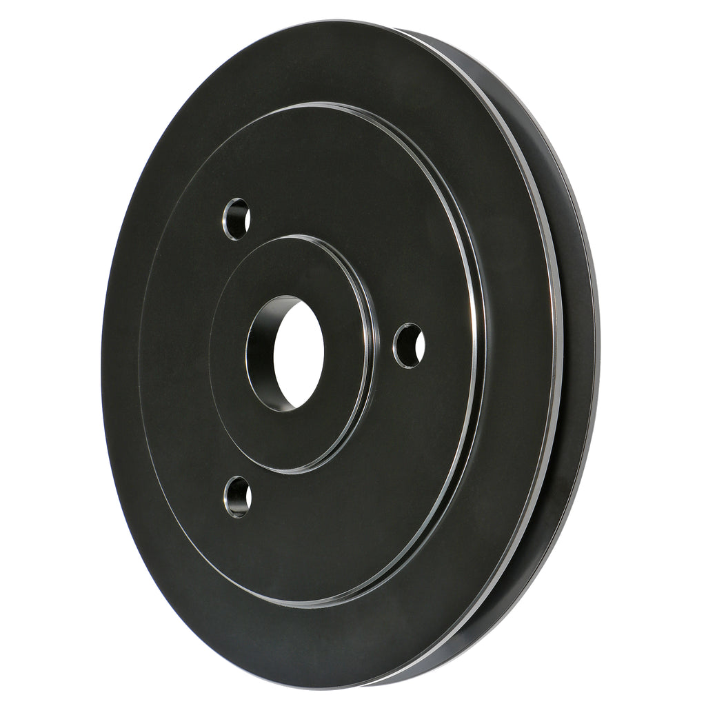 Aluminum-Bb-Chevy-Crankshaft-Pulley;-1-Groove;-Short-Water-Pump--Black-Finish
