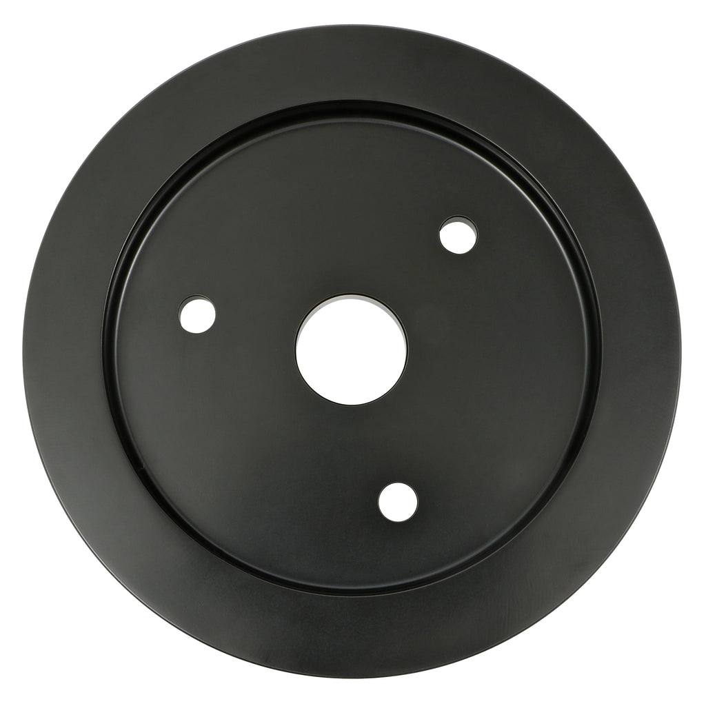 Aluminum-Bb-Chevy-Crankshaft-Pulley;-1-Groove;-Short-Water-Pump--Black-Finish