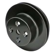 Load image into Gallery viewer, Aluminum-Bb-Chevy-Water-Pump-Pulley;-2-Groove;-Long-Water-Pump--Black-Finish