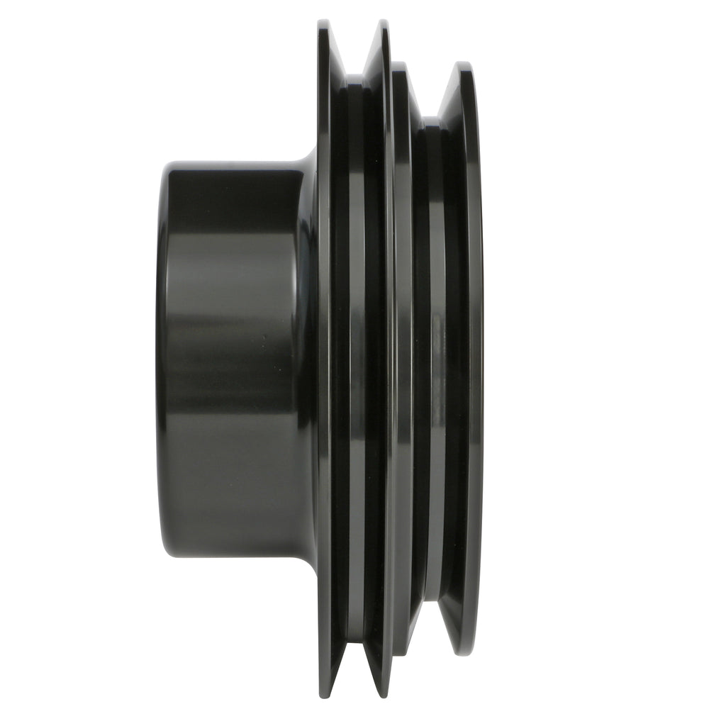 Aluminum-Bb-Chevy-Water-Pump-Pulley;-2-Groove;-Long-Water-Pump--Black-Finish