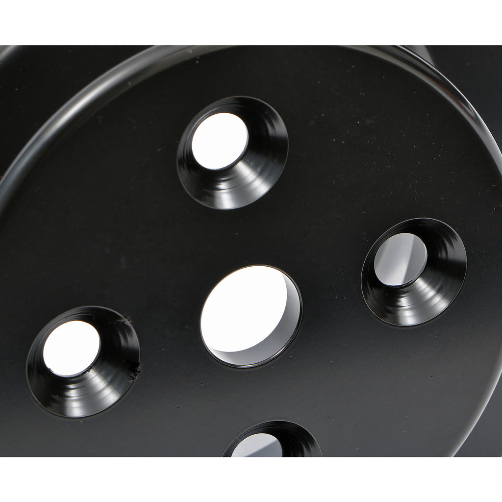 Aluminum-Bb-Chevy-Water-Pump-Pulley;-2-Groove;-Long-Water-Pump--Black-Finish