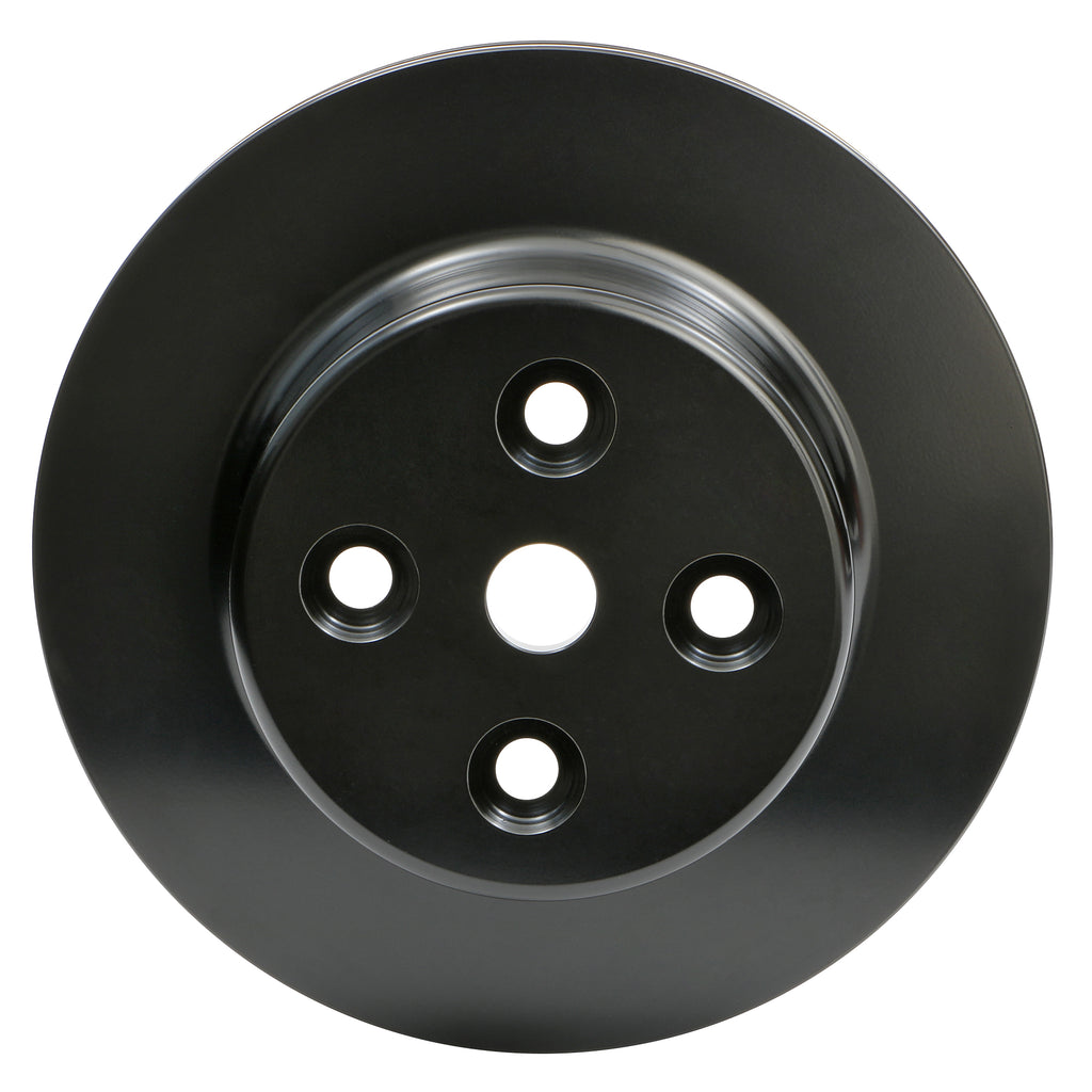 Aluminum-Bb-Chevy-Water-Pump-Pulley;-2-Groove;-Long-Water-Pump--Black-Finish