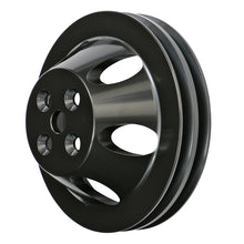 Load image into Gallery viewer, Aluminum-Bb-Chevy-Water-Pump-Pulley;-2-Groove;-Short-Water-Pump--Black-Finish