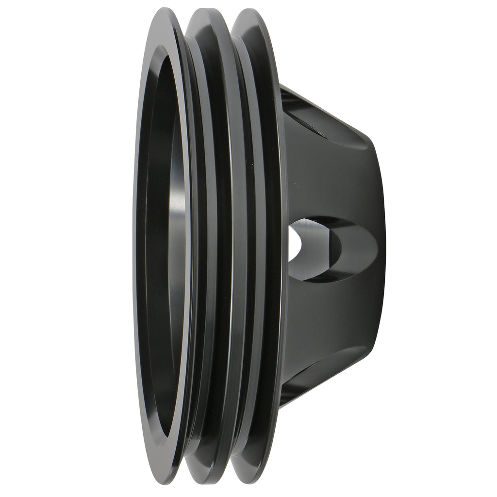 Aluminum-Bb-Chevy-Water-Pump-Pulley;-2-Groove;-Short-Water-Pump--Black-Finish