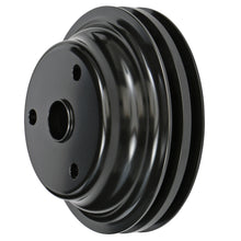Load image into Gallery viewer, Aluminum-Sb-Chevy-Crankshaft-Pulley;-2-Groove;-Long-Water-Pump--Black-Finish