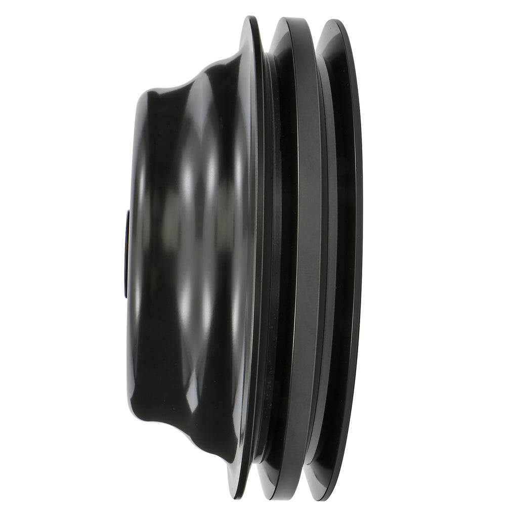 Aluminum-Sb-Chevy-Crankshaft-Pulley;-2-Groove;-Long-Water-Pump--Black-Finish