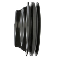 Load image into Gallery viewer, Aluminum-Sb-Chevy-Crankshaft-Pulley;-2-Groove;-Long-Water-Pump--Black-Finish