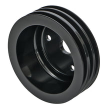 Load image into Gallery viewer, Aluminum-Sb-Chevy-Crankshaft-Pulley;-3-Groove;-Long-Water-Pump--Black-Finish