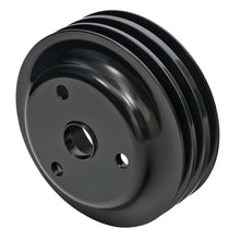 Load image into Gallery viewer, Aluminum-Sb-Chevy-Crankshaft-Pulley;-3-Groove;-Long-Water-Pump--Black-Finish