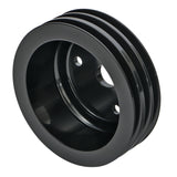 Trans-Dapt 7148 ALUMINUM SB CHEVY CRANKSHAFT PULLEY; 3 GROOVE; LONG WATER PUMP- BLACK FINISH