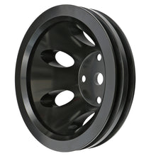 Load image into Gallery viewer, Aluminum-Sb-Chevy-Water-Pump-Pulley;-2-Groove;-Long-Water-Pump--Black-Finish