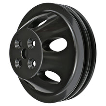Load image into Gallery viewer, Aluminum-Sb-Chevy-Water-Pump-Pulley;-2-Groove;-Short-Water-Pump--Black-Finish
