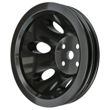 Load image into Gallery viewer, Aluminum-Sb-Chevy-Water-Pump-Pulley;-2-Groove;-Short-Water-Pump--Black-Finish