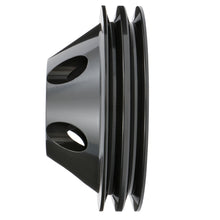 Load image into Gallery viewer, Aluminum-Sb-Chevy-Water-Pump-Pulley;-2-Groove;-Short-Water-Pump--Black-Finish
