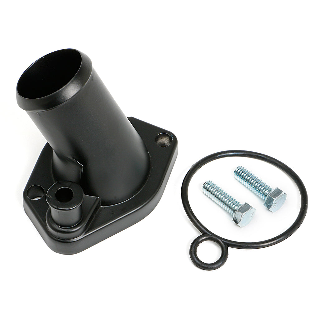 Asphalt-Black-Powder-Coated-Water-Neck;-Sb-Ford-260-351W-(45-Degree)