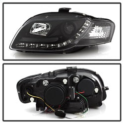 Audi-A4-06-08-Projector-Headlights-Halogen-Model-Only---Drl-Black-Pro-Yd-Aa405-Drl-Bk