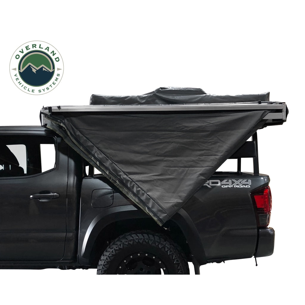 Awning-Tent-270-Degree-Driver-Side-Dark-Gray-Cover-With-Black-Cover-Nomadic-Overland-Vehicle-Systems