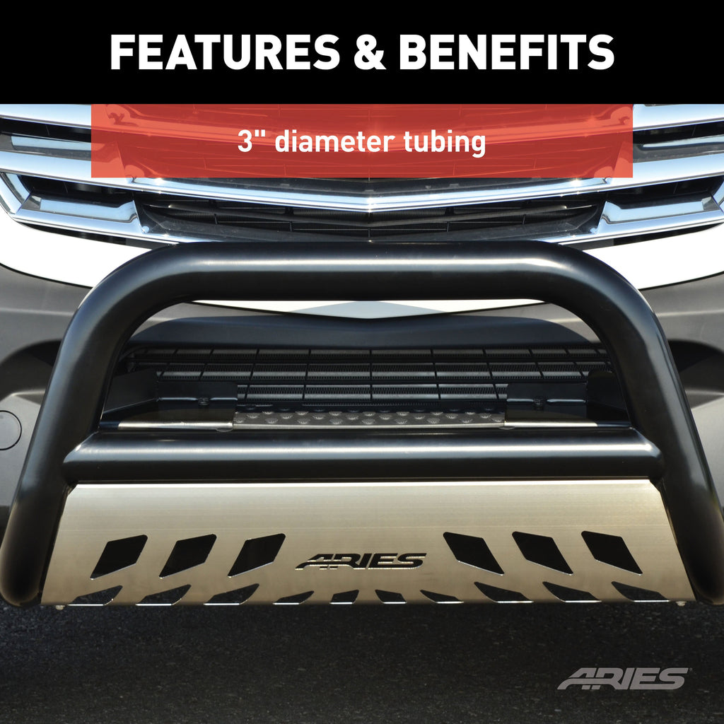 ARIES B35-2004 3" Black Steel Bull Bar, Select Toyota Sequoia, Tundra for Select Toyota Tundra