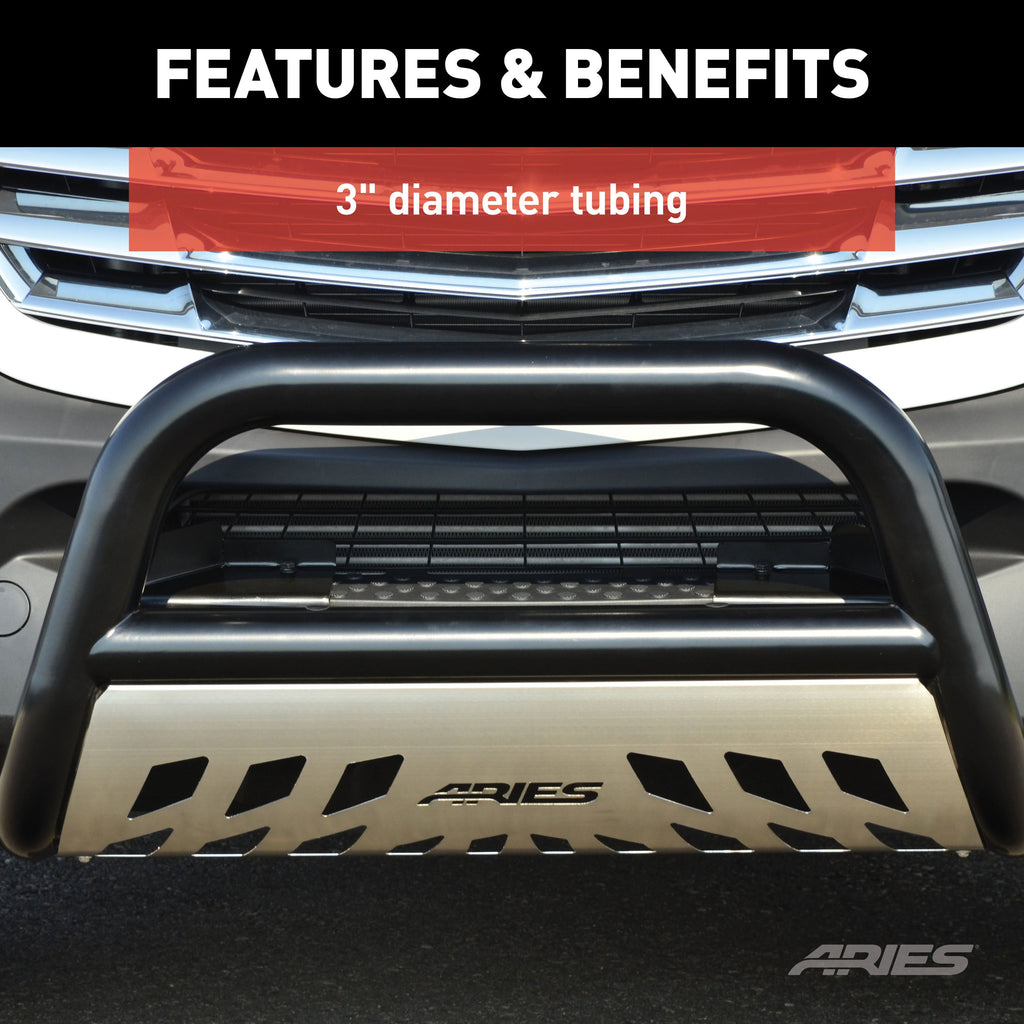 ARIES B35-3006 3in. Black Steel Bull Bar; Select Ford F-250; F-350 Super Duty - Truck Part Superstore