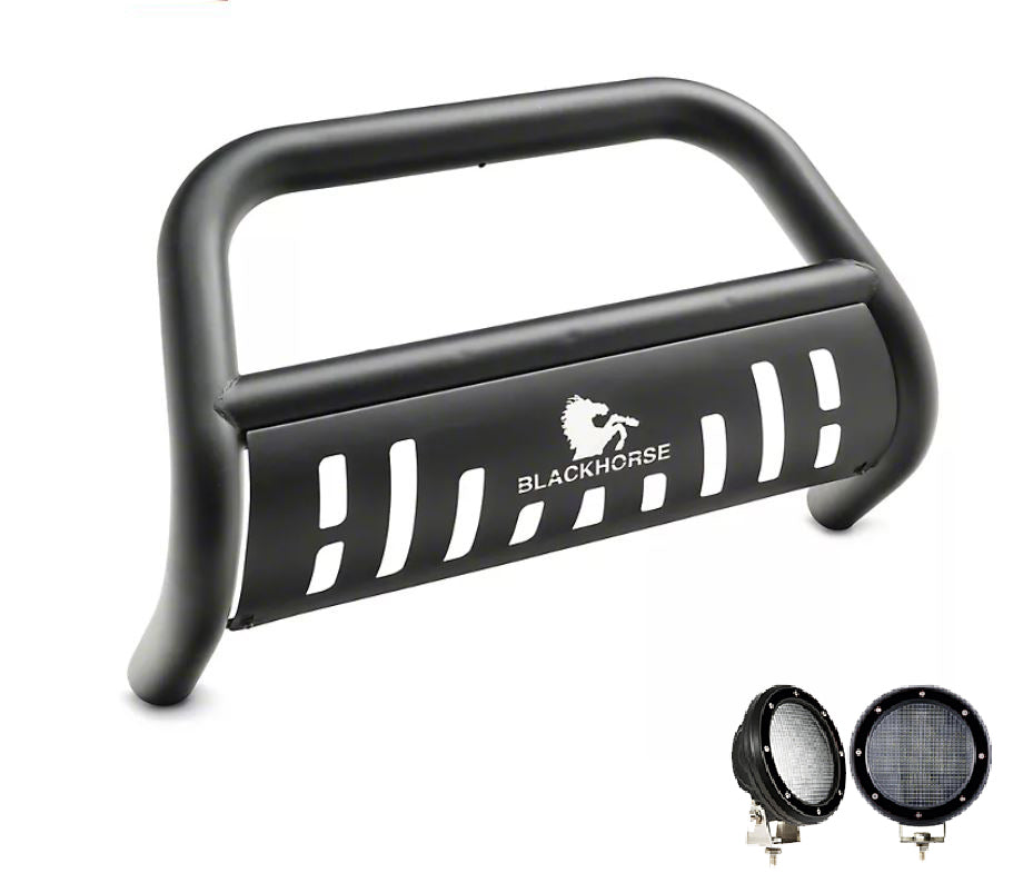 Black Horse Off Road BB037411A-SP-PLFB Bull Bar Kit for Select Cadillac Escalade, Cadillac Escalade ESV, Cadillac Escalade EXT, Chevrolet Avalanche, Chevrolet Silverado 1500, Chevrolet Silverado LD, Chevrolet Suburban, Chevrolet Suburban 1500, Chevrolet
