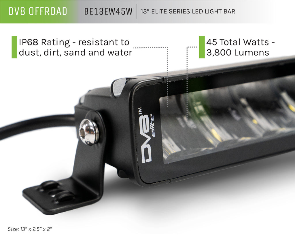 DV8 Offroad BE13EW45W UNVL 13in. HIGH PROFILE LED LIGHT BAR w/ FLOOD/SPOT COMBO PATTERN/SIDE MOUNTS