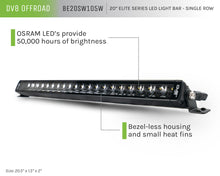 Load image into Gallery viewer, DV8 Offroad BE20SW105W UNIVERSAL 20in. SINGLE ROW LED LIGHT BAR w/ FLOOD/SPOT COMBO PATTERN/SIDE MOUNTS