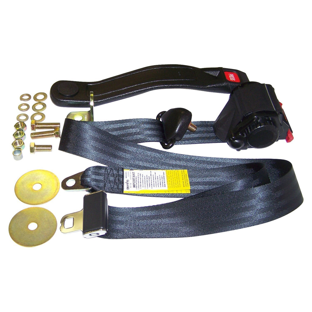 Crown Automotive Jeep Replacement BELT3B 3 Point Retractable Seat Belt w/ Shoulder Strap for 82-95 CJ-5, CJ-7, CJ-8, YJ for Select Jeep CJ5, Jeep CJ7, Jeep Scrambler, Jeep Wrangler