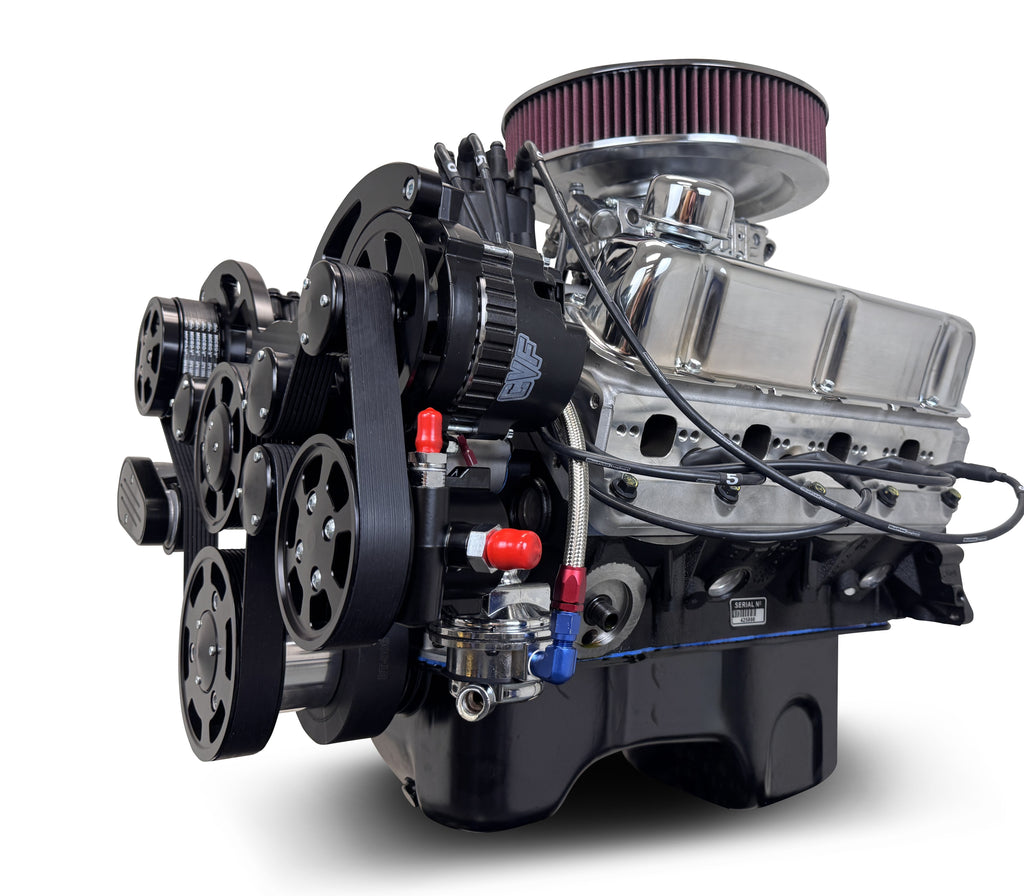 BluePrint Engines BP3479RCTCKB 347CI Ford Small Block Compatible Deluxe Dressed -Carb -Rear Sump -Black Kit for Select Ford B-100, Ford B-150, Ford B-200, Ford B-200 Panel, Ford Bronco, Ford Cougar, Ford Country Sedan, Ford Country Squire, Ford Custom,