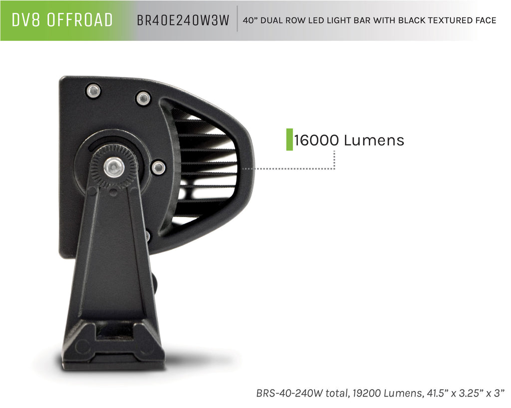 DV8 Offroad BR40E240W3W 40 in. Dual Row LED Light Bar; Black Face