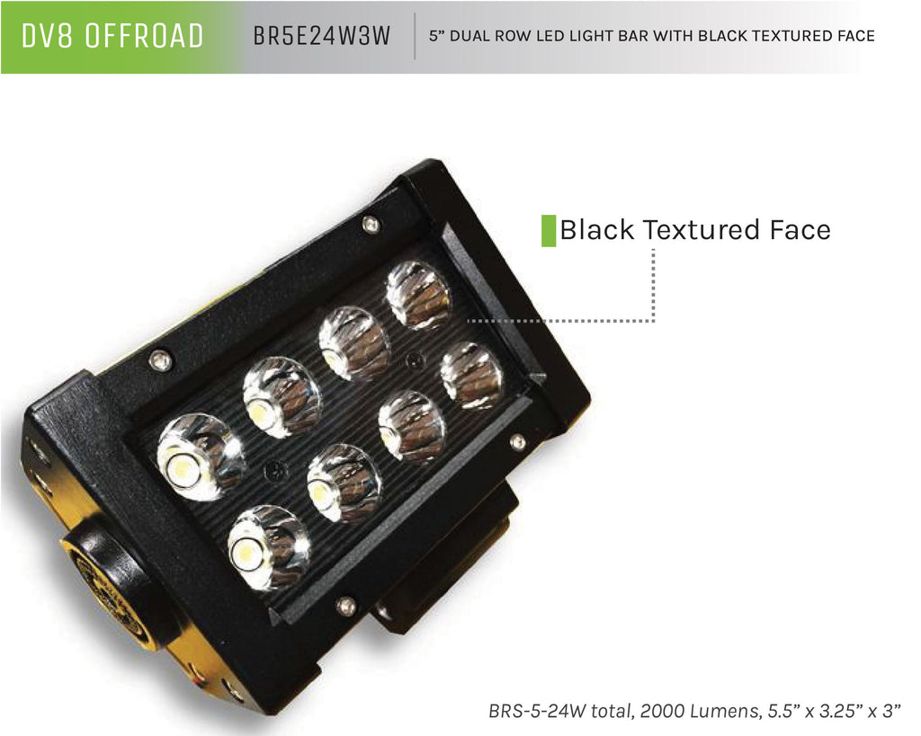 DV8 Offroad BR5E24W3W 5 in. Dual Row LED Light Bar; Black Face