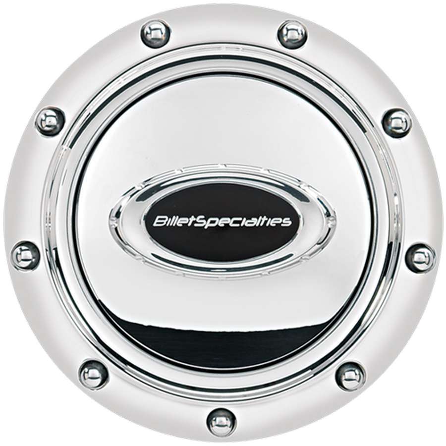 BILLET SPECIALTIES 32715 Horn Button Riveted Polished w/Black Logo