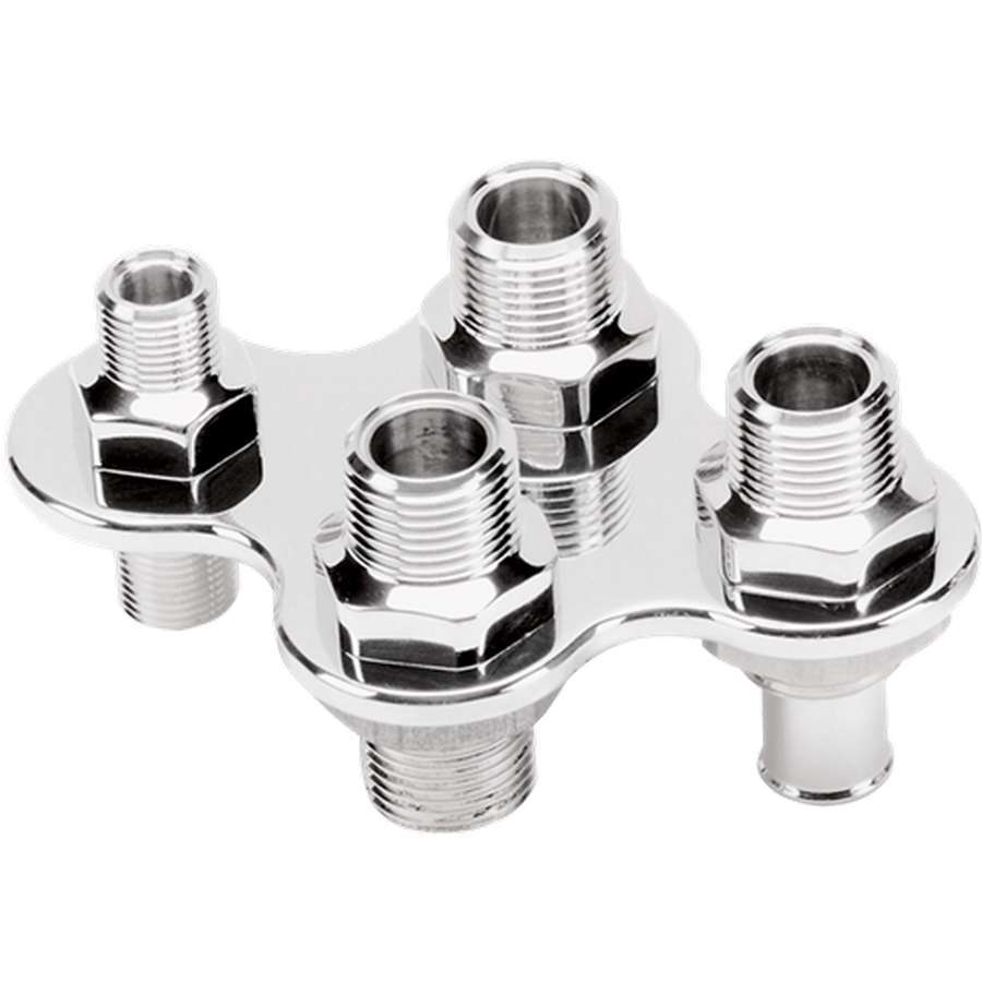 BILLET SPECIALTIES 66925 A/C & Heat Bulkhead Push-On 4 Port