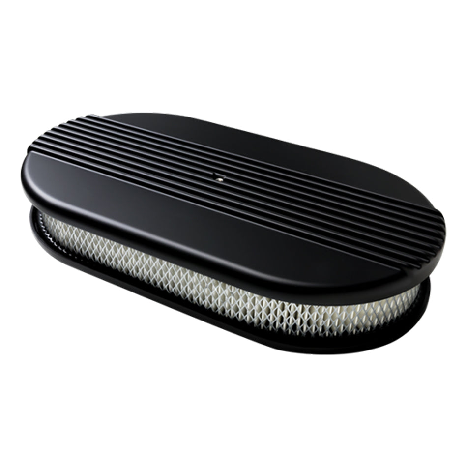 BILLET SPECIALTIES BLK15640 Air Cleaner Large Oval Ribbed Black