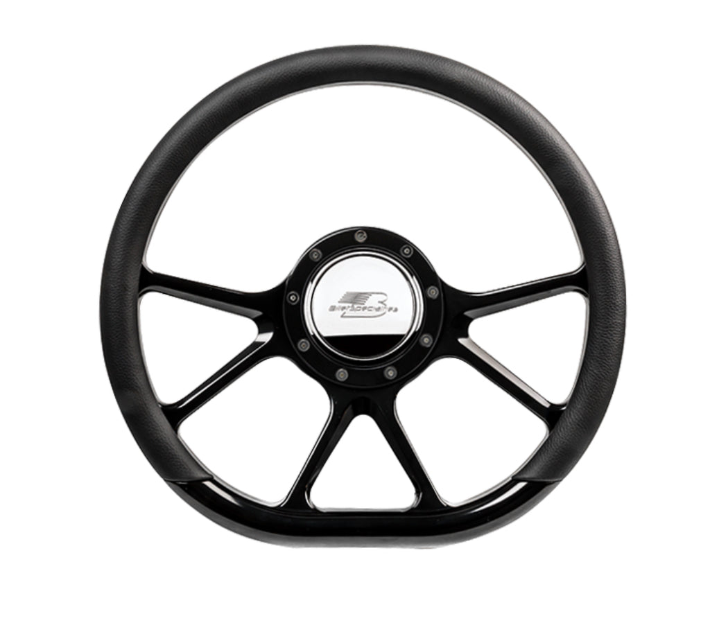 BILLET SPECIALTIES BLK29475 Steering Wheel 14in D-Sh ape Prism Black