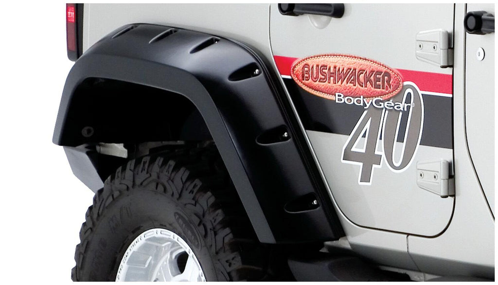 Bushwacker 10044-02 Fender Flares Max Pocket Style 2Pc Rear for Select Jeep Wrangler, Jeep Wrangler JK