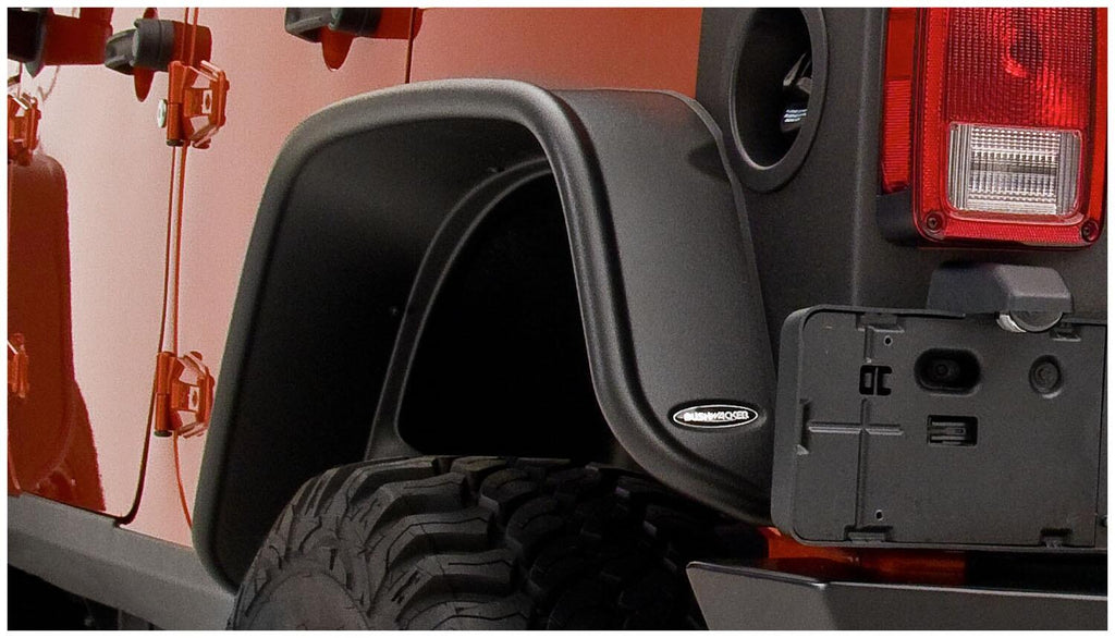 Bushwacker 10050-07 Fender Flares Flat Style 2Pc Rear for Select Jeep Wrangler, Jeep Wrangler JK