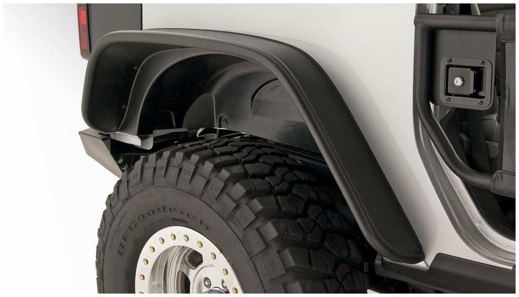 Bushwacker 10052-07 Fender Flares Flat Style 2Pc Rear for Select Jeep Wrangler, Jeep Wrangler JK