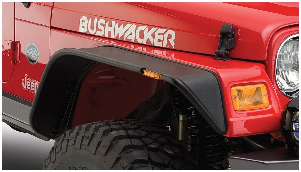 Bushwacker 10055-07 Fender Flares Flat Style 2Pc Front for Select Jeep Wrangler