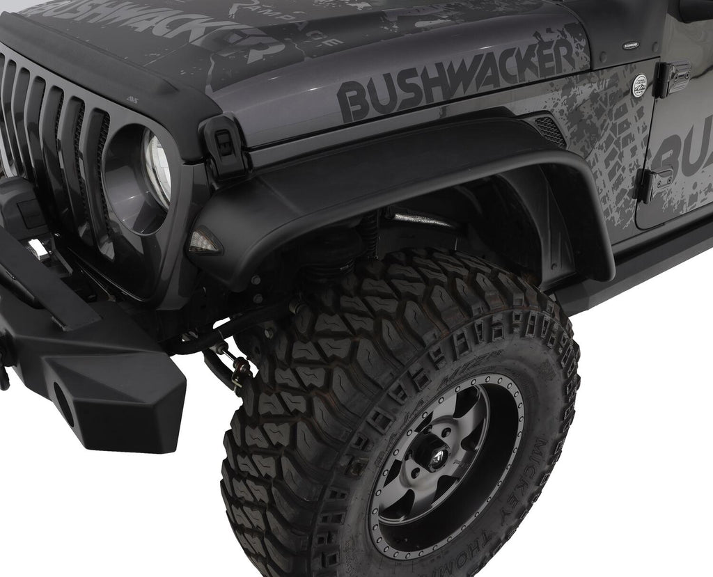 Bushwacker 10101-07 Fender Flares Flat Style 2Pc Front for Select Jeep Gladiator, Jeep Wrangler