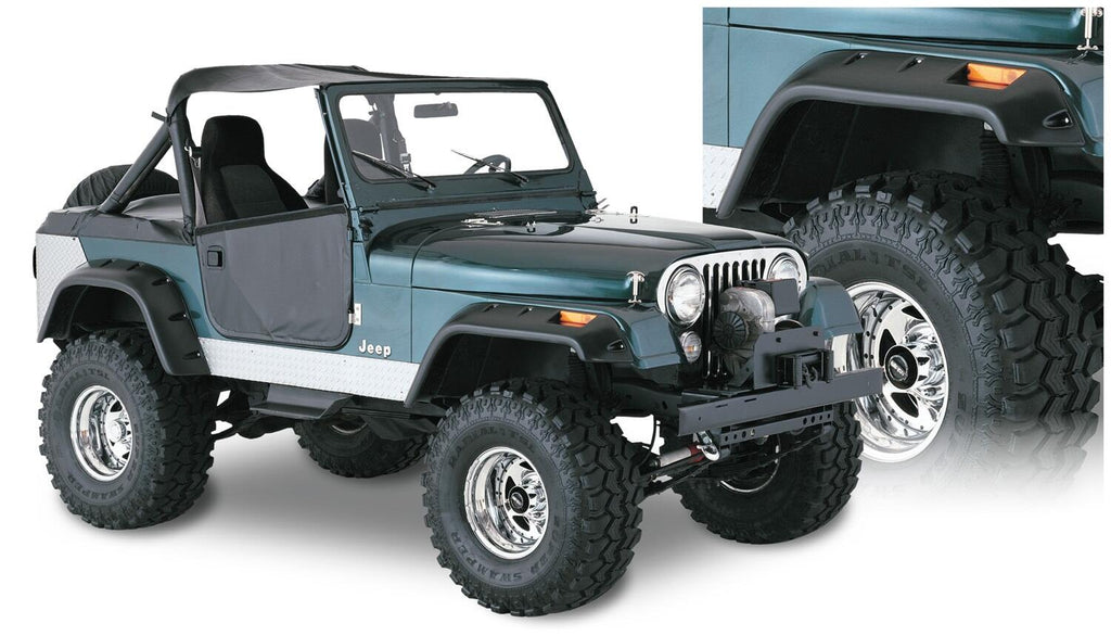 Bushwacker 10910-07 Fender Flares Cutout Style 4Pc for Select Jeep CJ5, Jeep CJ6, Jeep CJ6A, Jeep CJ7, Jeep Willys