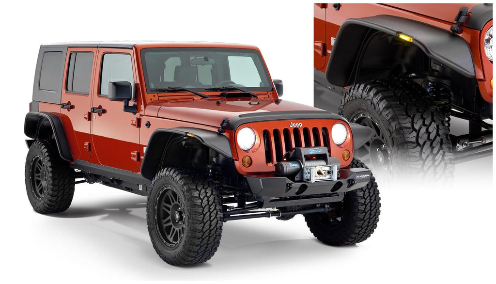 Bushwacker 10918-07 Fender Flares Flat Style 4Pc for Select Jeep Wrangler, Jeep Wrangler JK