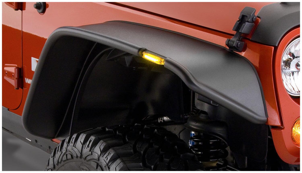 Bushwacker 10918-07 Fender Flares Flat Style 4Pc for Select Jeep Wrangler, Jeep Wrangler JK