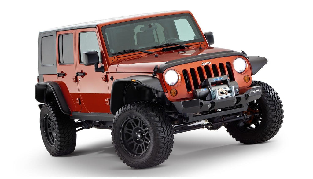 Bushwacker 10918-07 Fender Flares Flat Style 4Pc for Select Jeep Wrangler, Jeep Wrangler JK