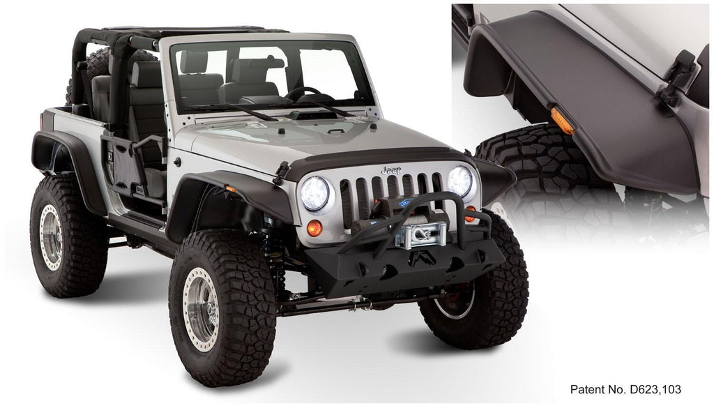 Bushwacker 10919-07 Fender Flares Flat Style 4Pc for Select Jeep Wrangler, Jeep Wrangler JK
