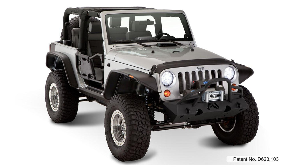 Bushwacker 10919-07 Fender Flares Flat Style 4Pc for Select Jeep Wrangler, Jeep Wrangler JK