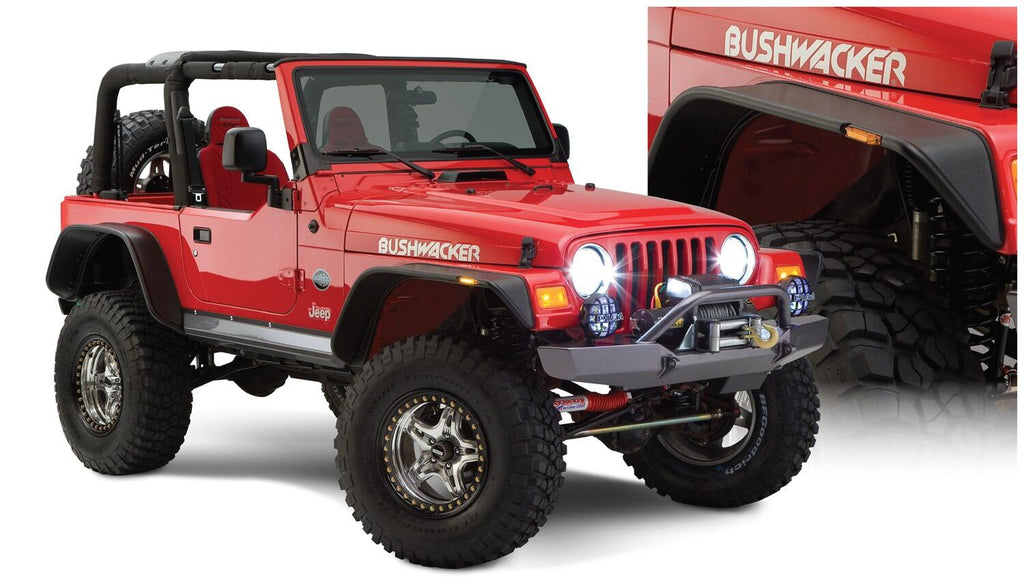 Bushwacker 10920-07 Fender Flares Flat Style 4Pc for Select Jeep Wrangler