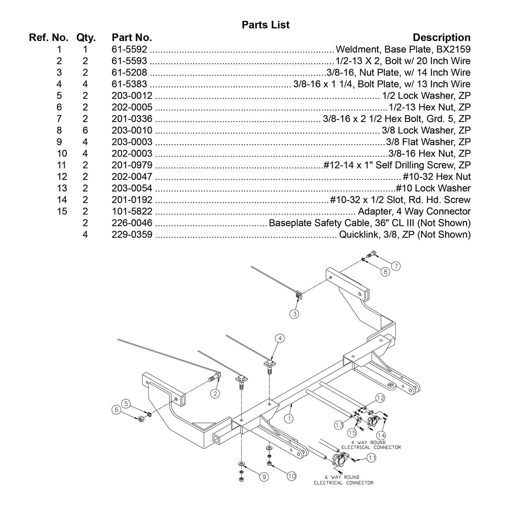 Blue Ox BX2159 Tow Bar Base Plate for Select Ford Mustang