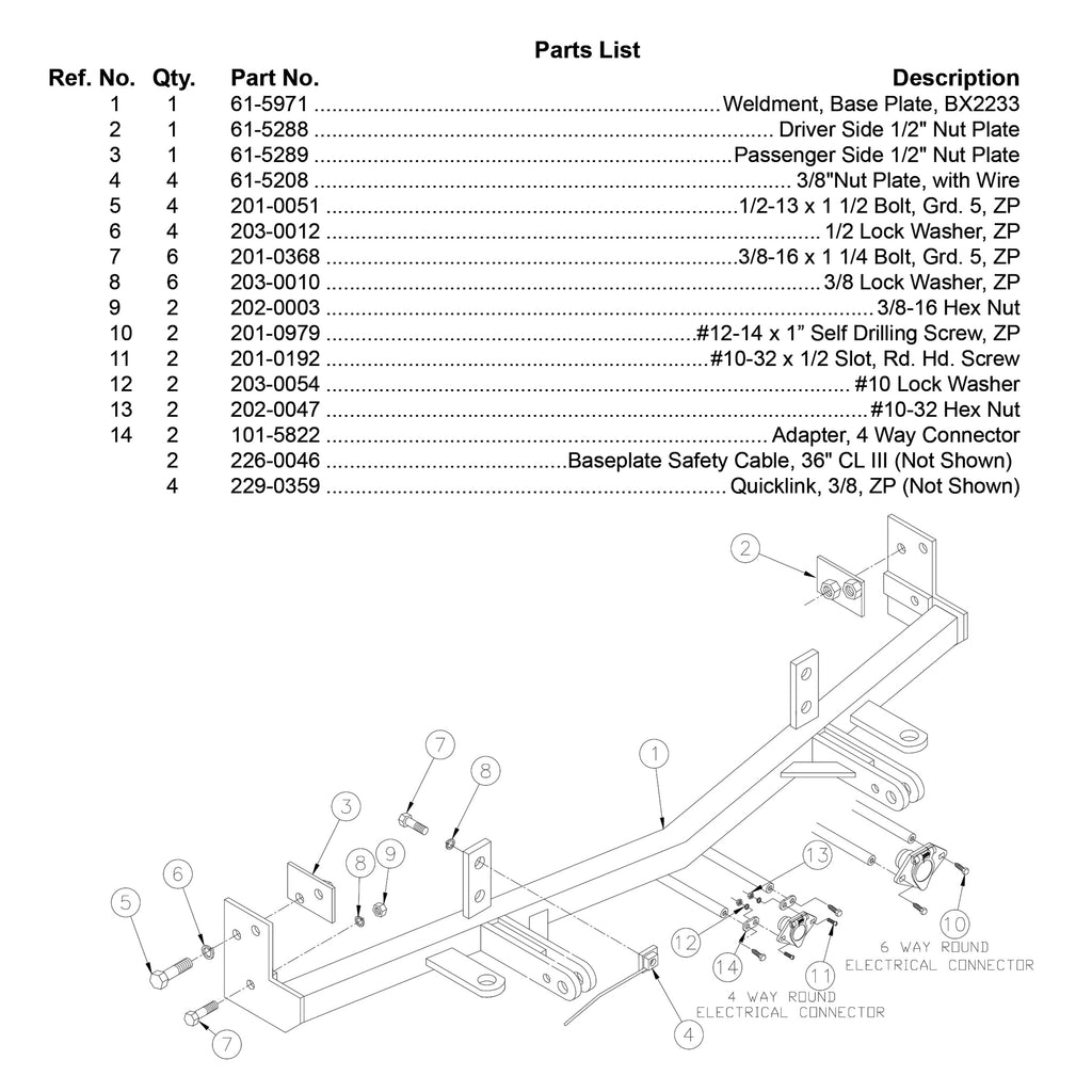 Blue Ox BX2233 Tow Bar Base Plate for Select Honda Odyssey